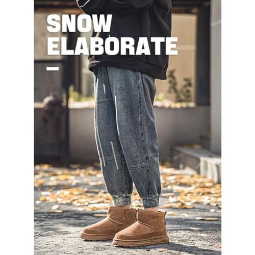 achard] ムートンブーツ メンズ 無地 スエード ショート丈 ジッパー